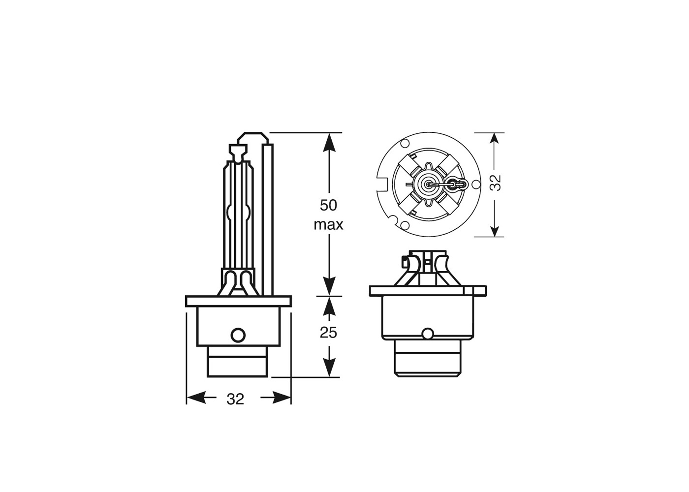 D2S P32d-3 bulb cap drawing